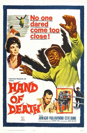 Hand of Death, John Agar, Paula Raymond, Roy Gordon, John Alonzo, Jack Younger, Joe Besser, Butch Patrick, Norman Burton, Fred Krone, Kevin Enright