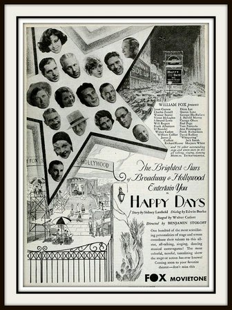 Happy Days, Walter Catlett,Ann Pennington,The Slate Brothers,Dorothy Kirsten,George Olsen & His Orchestra,Charles E. Evans,Ted Smith,Kay Gordon,Charles Farrell,John Farrell MacDonald